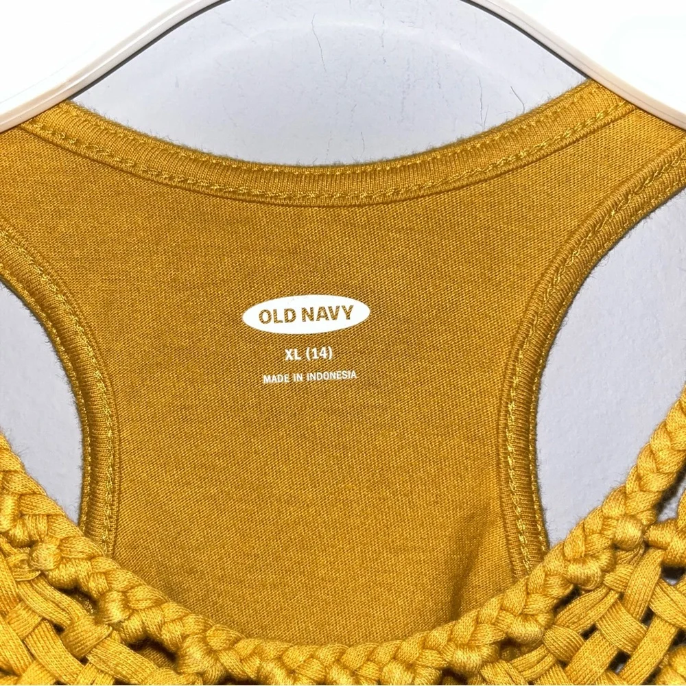 Old Navy Mustard Yellow Crochet Kids Tank Top XL